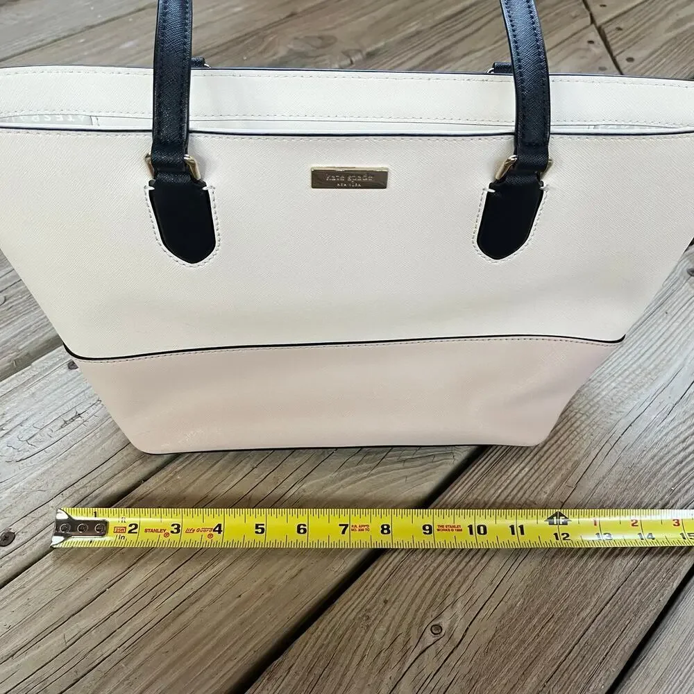 Kate Spade Laurel Way Medium Dally Tote Bag Saffiano Leather Cream Colorblock